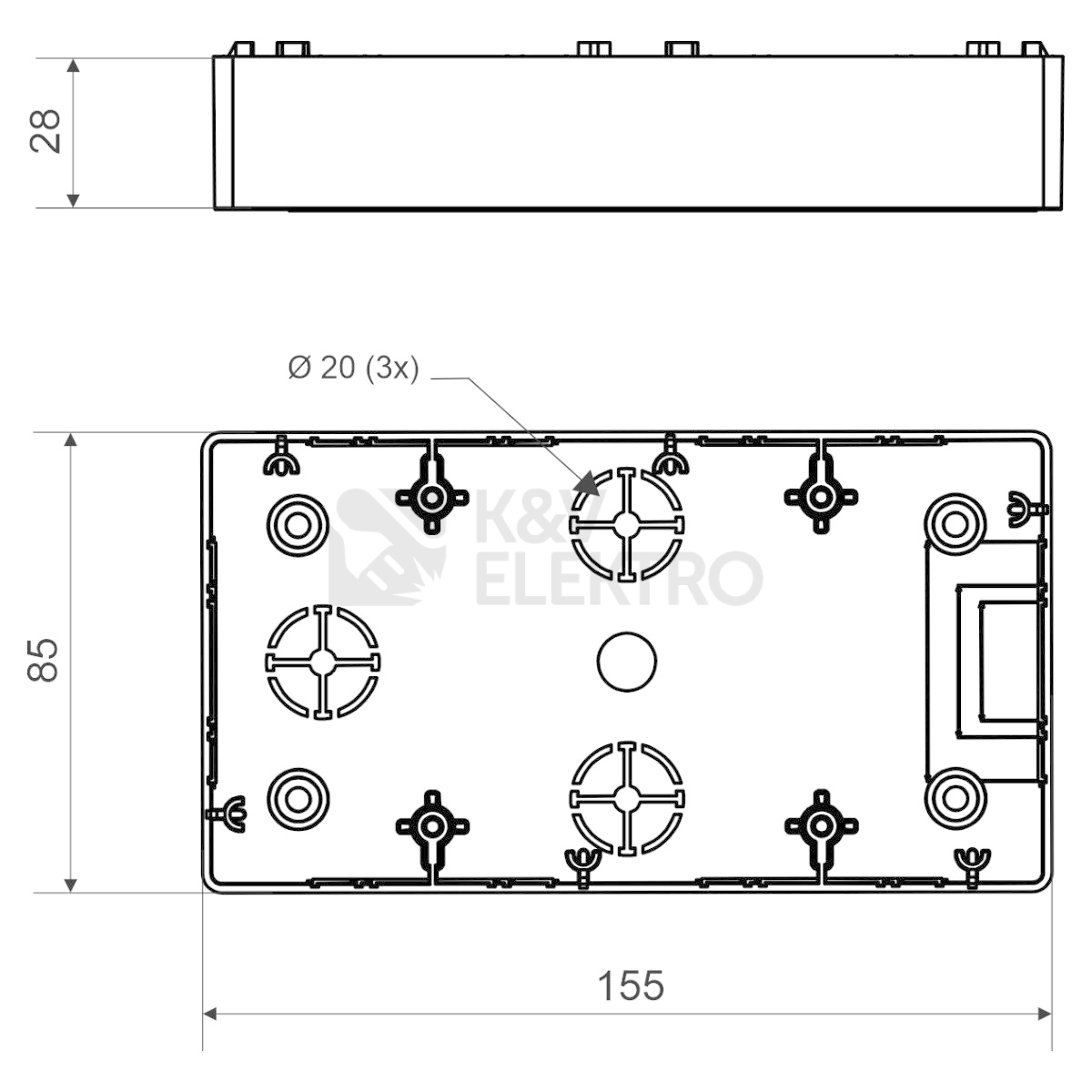 Obrázek produktu Krabice lištová KOPOS LK 85X28 ZNI/2 HF HB bílá pro Zoni 1
