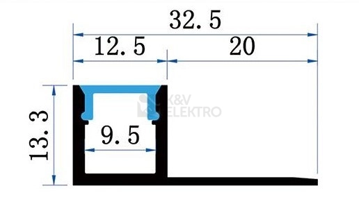 Obrázek produktu Sada hliníkového profilu s matným difuzorem KM65-S-MK-P 1m 1