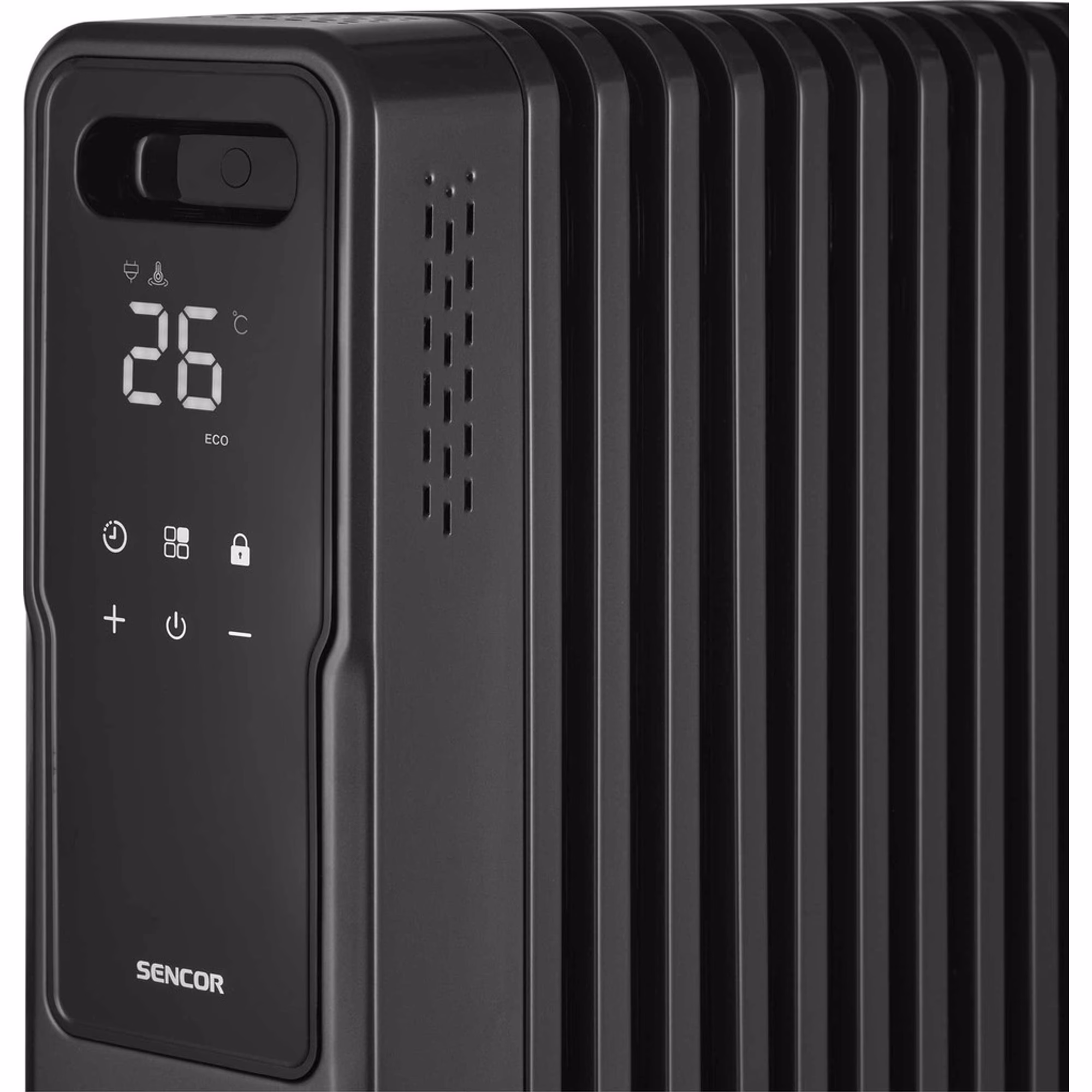 Obrázek produktu Chytrý olejový radiátor SENCOR SOH 8211GY černý 1000/1200/2400W/ECO 1
