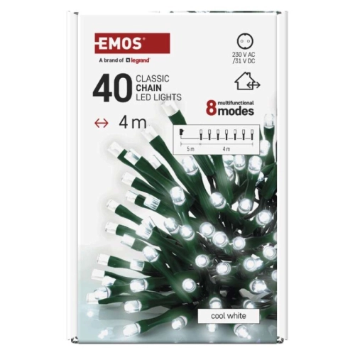 Vánoční osvětlení EMOS D4AC21 40LED řetěz 4m studená bílá programy s časovačem (obrázek 9)