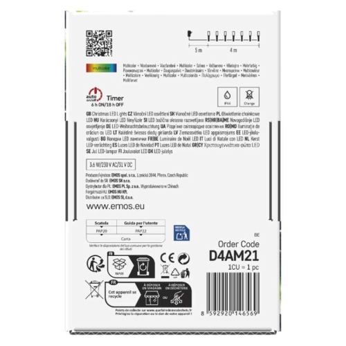 Vánoční osvětlení EMOS D4AM21 40LED řetěz 4m multicolor programy s časovačem (obrázek 7)