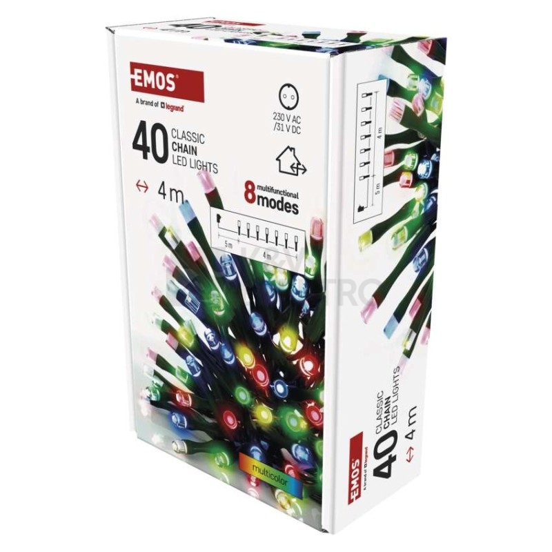 Obrázek produktu Vánoční osvětlení EMOS D4AM21 40LED řetěz 4m multicolor programy s časovačem 4