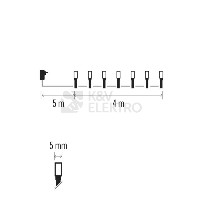 Obrázek produktu Vánoční osvětlení EMOS D4AW21 40LED řetěz 4m teplá bílá programy s časovačem 7