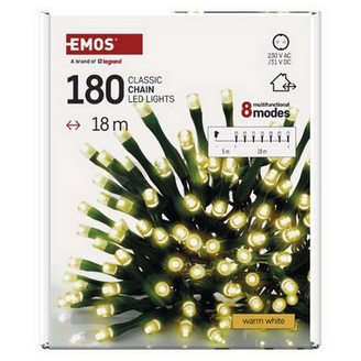 Obrázek produktu Vánoční osvětlení EMOS D4AW24 180LED řetěz 18m teplá bílá programy s časovačem 1
