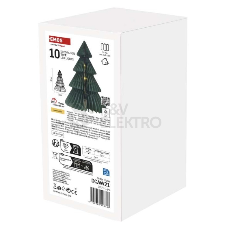 Obrázek produktu Vánoční papírový strom se stojánkem 30cm EMOS DCAW21 vnitřní použití 3xAA 2