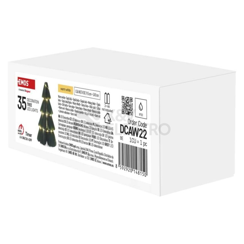 Obrázek produktu Vánoční papírový strom 15cm EMOS DCAW22 vnitřní použití 2xAA 2