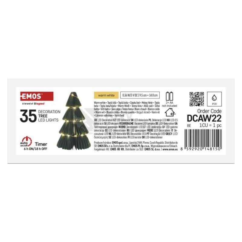 Obrázek produktu Vánoční papírový strom 15cm EMOS DCAW22 vnitřní použití 2xAA 5