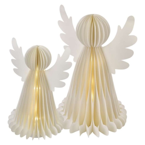 Vánoční papíroví andělé se stojánkem 2ks 28/38cm EMOS DCAW23 vnitřní použití 6xAA