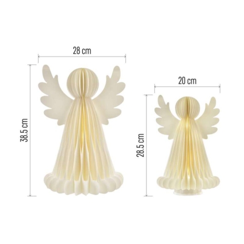 Vánoční papíroví andělé se stojánkem 2ks 28/38cm EMOS DCAW23 vnitřní použití 6xAA