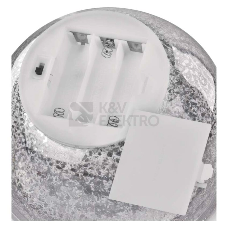 Obrázek produktu LED vánoční skleněná koule 15cm EMOS DCLW35 vnitrní použití teplá bílá 3xAA časovač 1