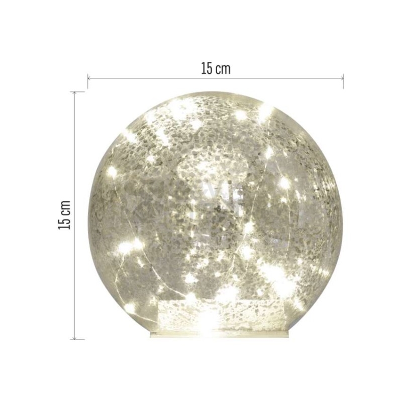 Obrázek produktu LED vánoční skleněná koule 15cm EMOS DCLW35 vnitrní použití teplá bílá 3xAA časovač 3