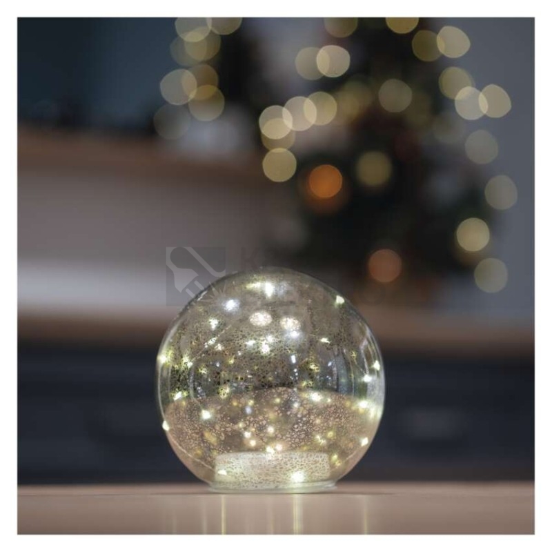 Obrázek produktu LED vánoční skleněná koule 15cm EMOS DCLW35 vnitrní použití teplá bílá 3xAA časovač 4