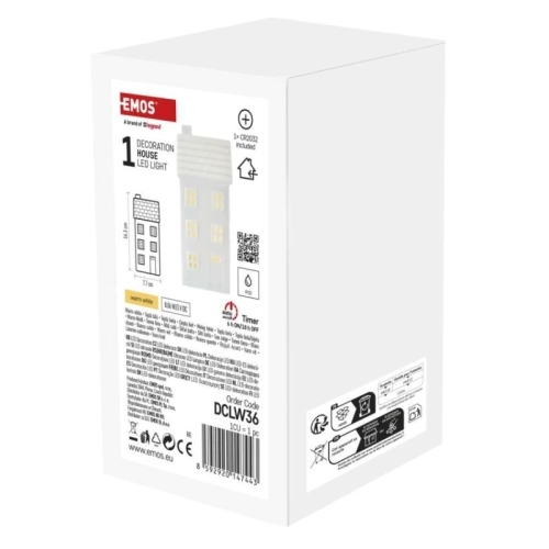 LED keramický domeček 16cm EMOS DCLW36 vnitřní použití teplá bílá 1xCR2032 časovač (obrázek 4)