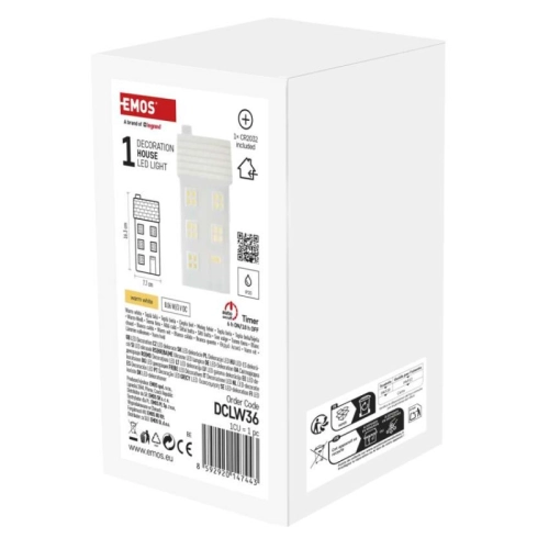 LED keramický domeček 16cm EMOS DCLW36 vnitřní použití teplá bílá 1xCR2032 časovač (obrázek 9)