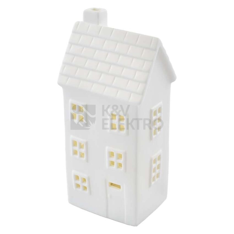 Obrázek produktu LED keramický domeček 16cm EMOS DCLW36 vnitřní použití teplá bílá 1xCR2032 časovač 0