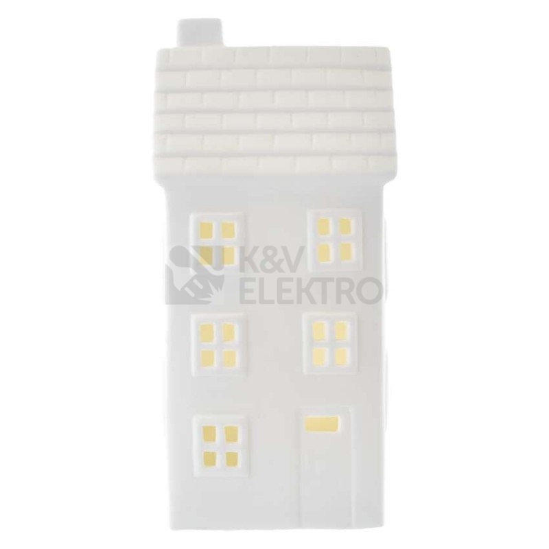 Obrázek produktu LED keramický domeček 16cm EMOS DCLW36 vnitřní použití teplá bílá 1xCR2032 časovač 3