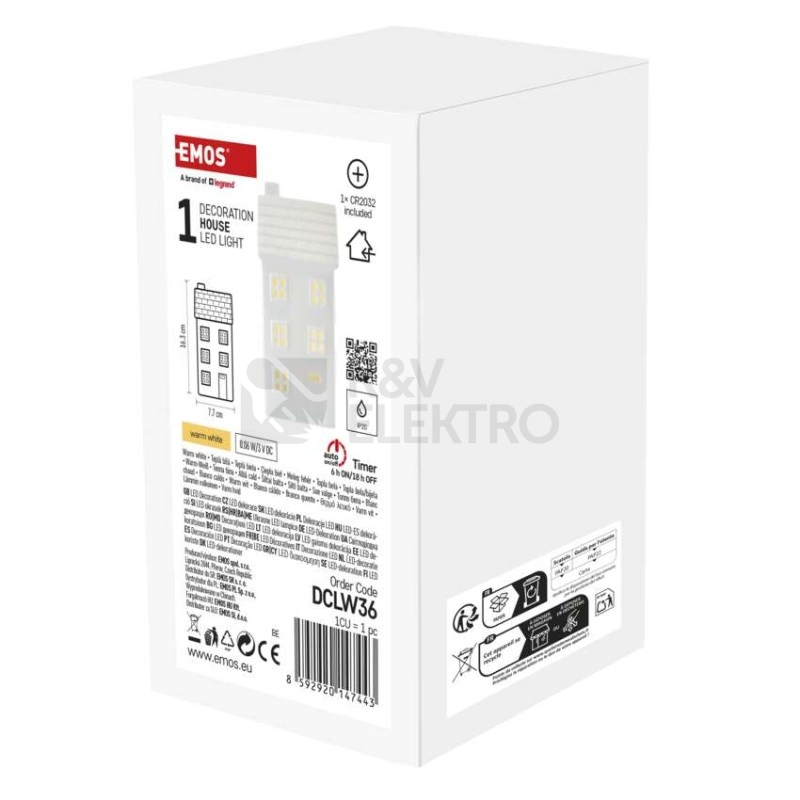 Obrázek produktu LED keramický domeček 16cm EMOS DCLW36 vnitřní použití teplá bílá 1xCR2032 časovač 4