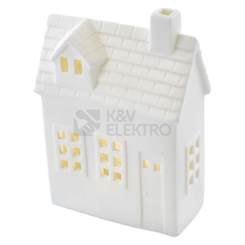 LED keramický domeček 18cm EMOS DCLW37 vnitřní použití teplá bílá 1xCR2032 časovač