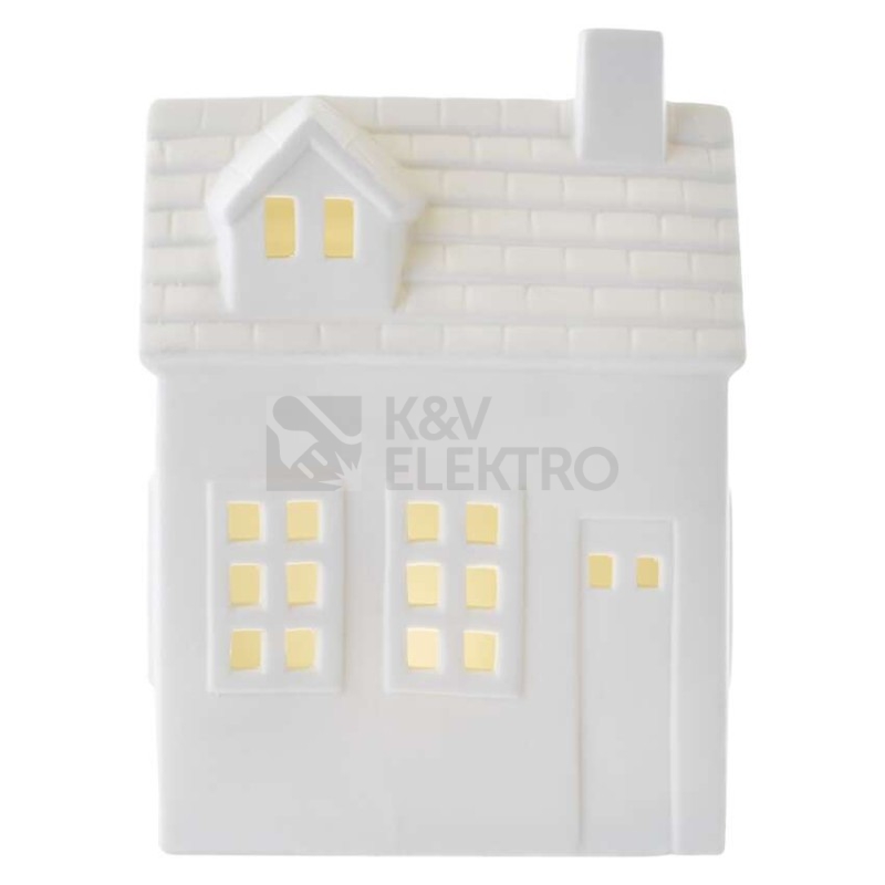 Obrázek produktu LED keramický domeček 18cm EMOS DCLW37 vnitřní použití teplá bílá 1xCR2032 časovač 2