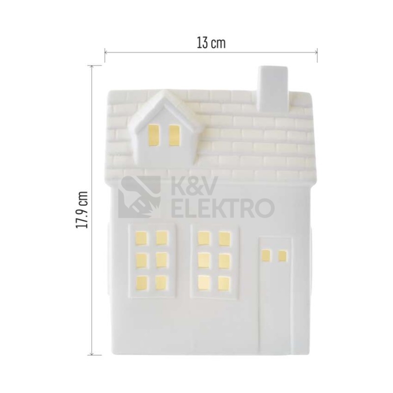 Obrázek produktu LED keramický domeček 18cm EMOS DCLW37 vnitřní použití teplá bílá 1xCR2032 časovač 4