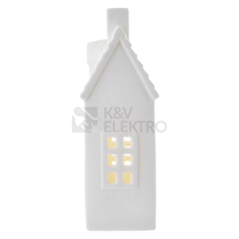 Obrázek produktu LED keramický domeček 18cm EMOS DCLW37 vnitřní použití teplá bílá 1xCR2032 časovač 6