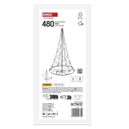 LED vánoční stromek 180cm EMOS DCTW32 230V venkovní IP44 i vnitřní použití teplá bílá vintage (obrázek 4)