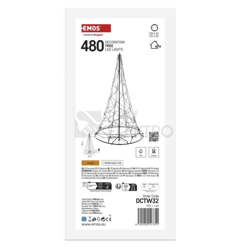 Obrázek produktu LED vánoční stromek 180cm EMOS DCTW32 230V venkovní IP44 i vnitřní použití teplá bílá vintage 7