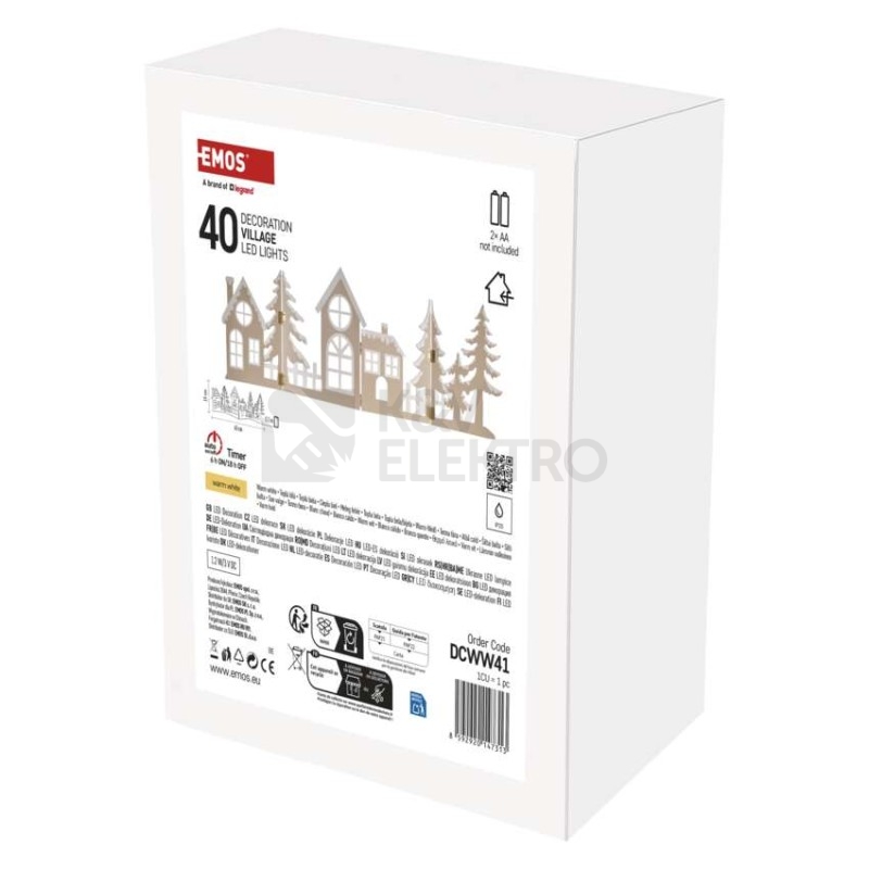 Obrázek produktu LED dřevěná dekorace vesnička 60cm EMOS DCWW41 2xAA teplá bílá časovač 3