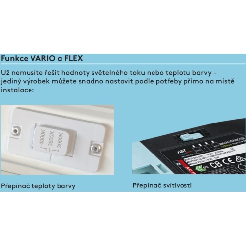 LED panel THORNeco ANNA VARIOFLEX 3 600x600mm 3000K/3500K/4000K volitelný výkon 3000/3750/4000/4400lm UGR<19 96638248