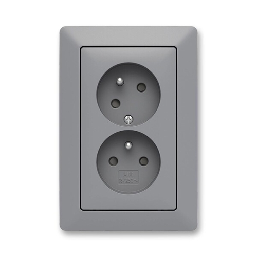 ABB Zoni dvojzásuvka šedá/bílé okraje 5513T-C02157 141 s clonkami