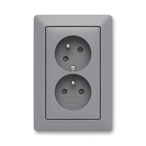 ABB Zoni dvojzásuvka šedá/bílé okraje 5513T-C02157 141 s clonkami
