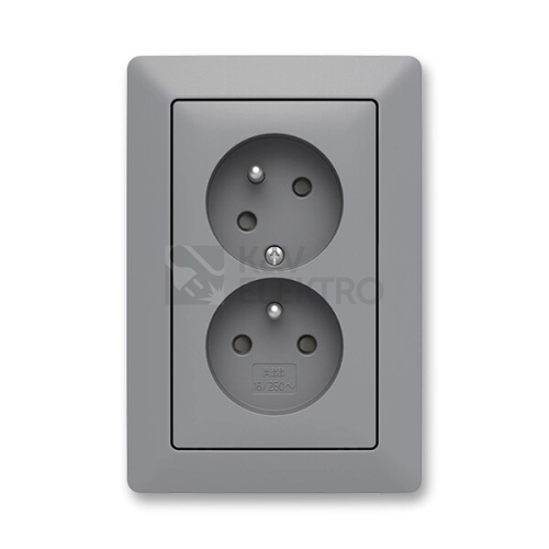 ABB Zoni dvojzásuvka šedá/bílé okraje 5513T-C02157 141 s clonkami