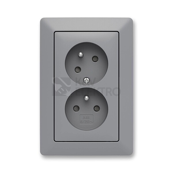 Obrázek produktu ABB Zoni dvojzásuvka šedá/bílé okraje 5513T-C02157 141 s clonkami 0