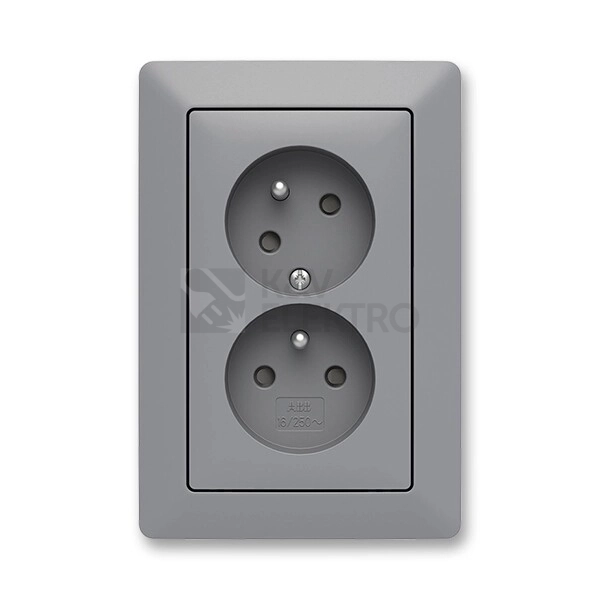 Obrázek produktu ABB Zoni dvojzásuvka šedá/bílé okraje 5513T-C02157 141 s clonkami 0
