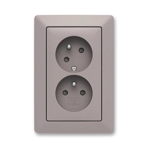 ABB Zoni dvojzásuvka greige/bílé okraje 5513T-C02157 144 s clonkami (2CHT132157C4144)