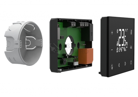 Obrázek produktu WiFi skleněný zónový termostat s vestavěným relé INELS Elko EP RFTC-6/B 9339 černý 2