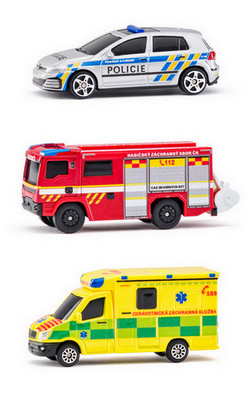 Maisto - Sada Záchranných vozidel Česká republika - Policie Sanitka Hasičský vůz 1:64 101212456CZ