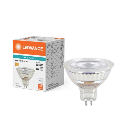 LED žárovka GU5,3 MR16 LEDVANCE PARATHOM 6,1W (50W) neutrální bílá (4000K), reflektor 12V 36°