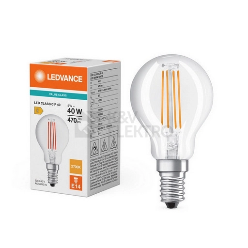 Obrázek produktu LED žárovka E14 LEDVANCE Filament 4W (40W) teplá bílá (2700K) 2