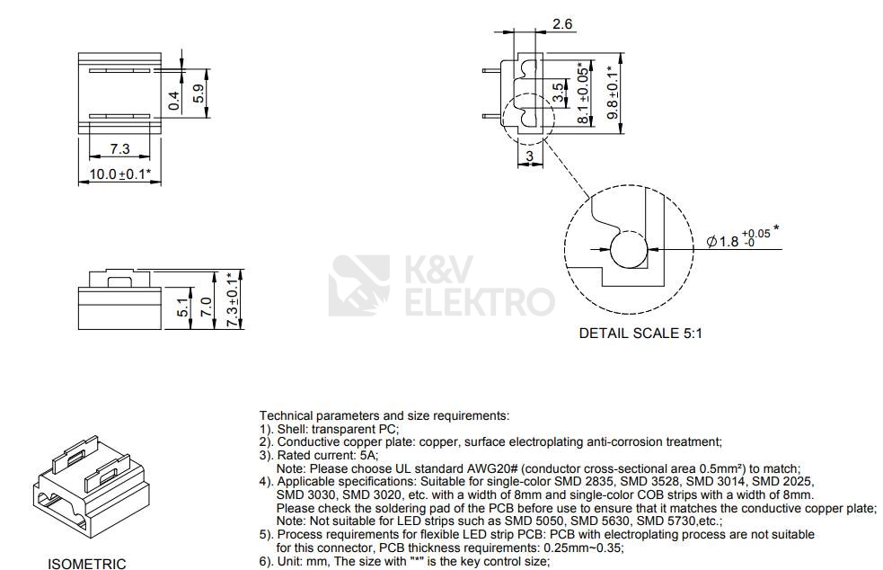 Obrázek produktu Konektor pro jednobarevné LED pásky 8mm 3in1 Greenlux GXLS790
4