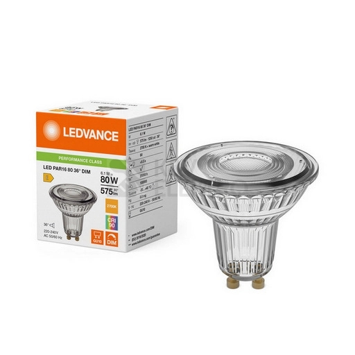 Obrázek produktu LED žárovka GU10 PAR16 LEDVANCE PARATHOM 6,1W (80W) teplá bílá (2700K) stmívatelná, reflektor 36° 2