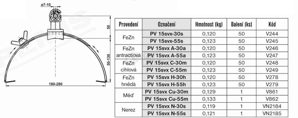 Obrázek produktu Podpěra vedení na hřebenáče stavitelná velká PV 15svx-30s šedá TREMIS V244 1