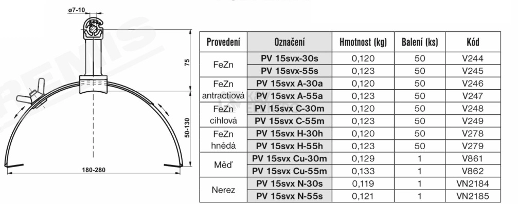 Obrázek produktu Podpěra vedení na hřebenáče stavitelná velká 15svx-55 antracit TREMIS V247 1