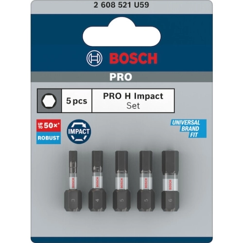 Bity PRO H Impact H3 H4 H5 (2x) H6 25 mm 5 ks Bosch 2.608.521.U59