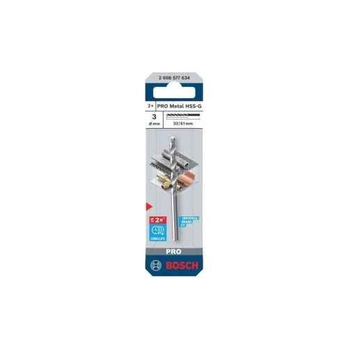 Vrták do kovu PRO Metal HSS-G 3x33x61 mm Bosch 2.608.577.634