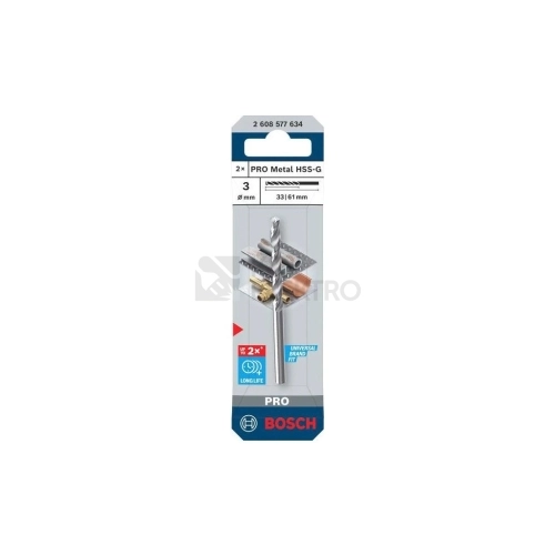 Vrták do kovu PRO Metal HSS-G 3x33x61 mm Bosch 2.608.577.634