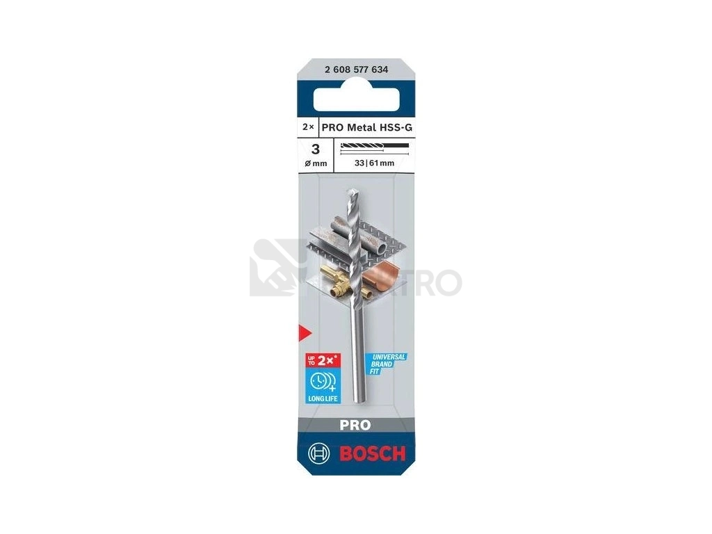 Obrázek produktu Vrták do kovu PRO Metal HSS-G 3x33x61 mm Bosch 2.608.577.634 0