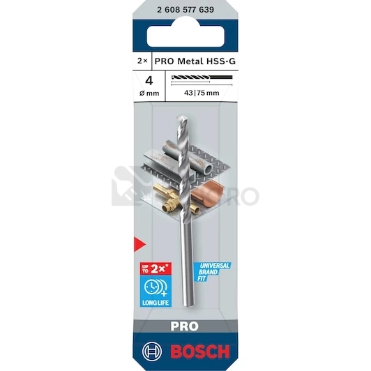 Obrázek produktu Vrták do kovu PRO Metal HSS-G 4x43x75 mm Bosch 2.608.577.639 0