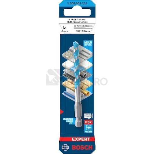 Obrázek produktu Vrták EXPERT HEX-9 Multi Construction 5x50x100 mm Bosch 2.608.902.252 0