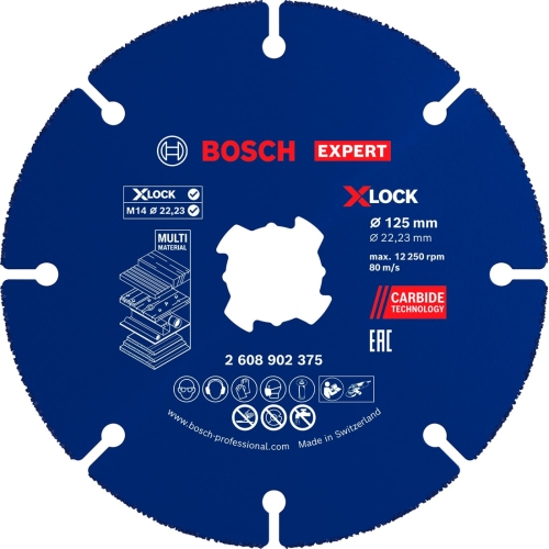 Víceúčelové řezací kotouče EXPERT Carbide Multi Wheel X-LOCK 125 mm 22,23 mm Bosch 2.608.902.375